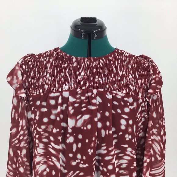 Maje Lipone Ruffled Print Long Sleeve Blouse, M - Picture 4 of 16